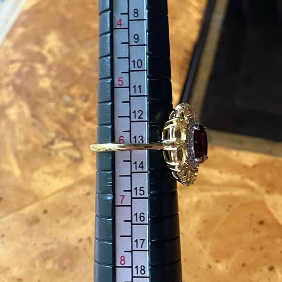 Rhodolite Garnet Citrine Sterling Silver Double Halo Ring Size 6 - Picture 7 of 8